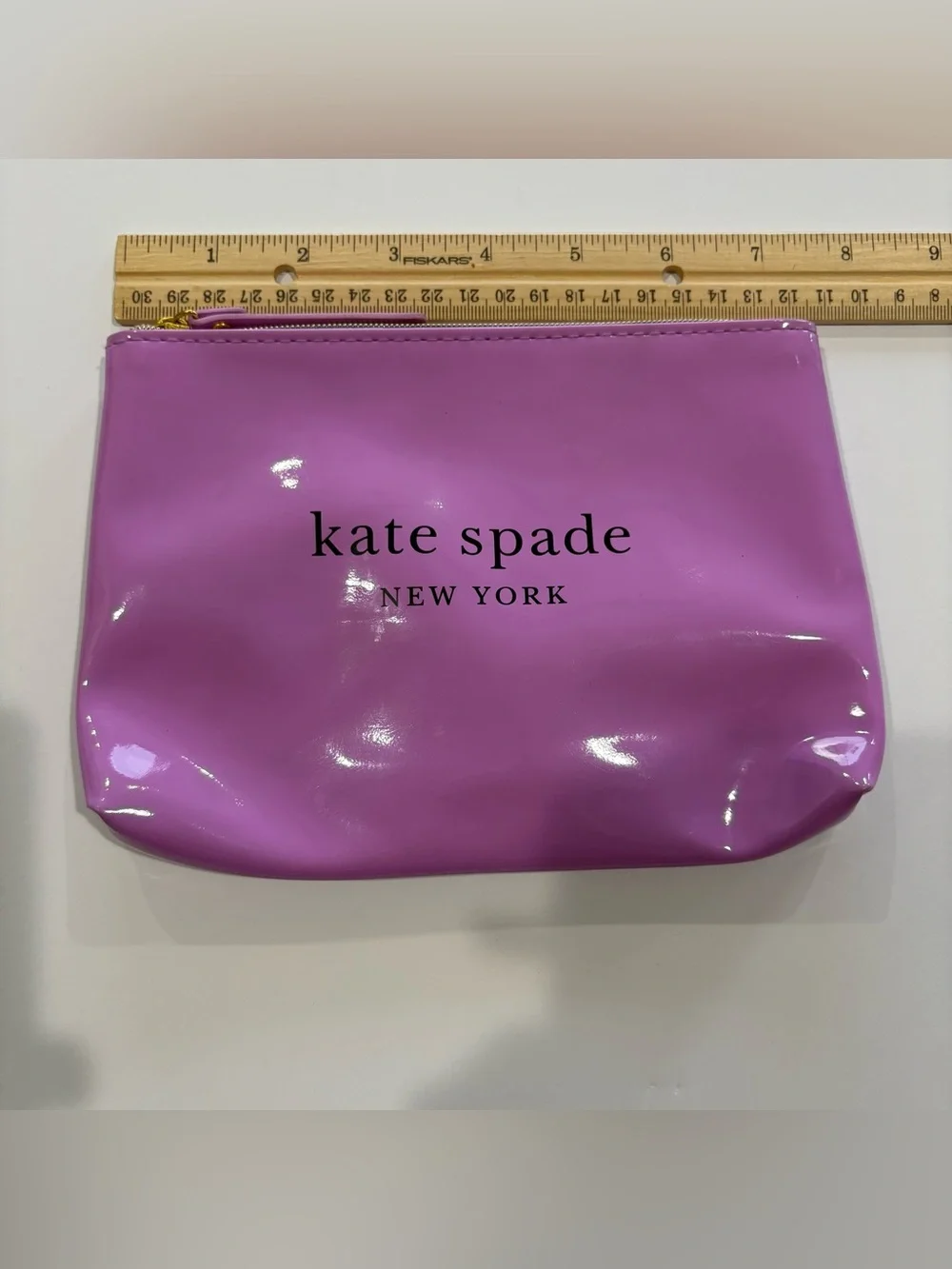 Kate Spade New York Purple Patent Cosmetic Makeup Bag Zip Pouch Travel Case